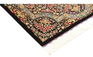 Tappeto Ghom Seta Medaglione Floreale Nero Rosso 78x120 Cm
