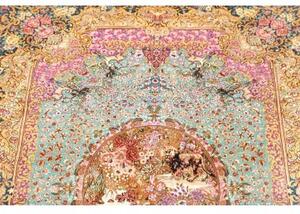 Tappeto Ghom Seta Figurativo Celeste Blu Petrolio 82x120 Cm