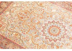 Tappeto Ghom Seta Medaglione Floreale Avorio Terracotta 79x123 Cm