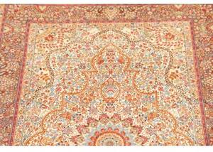Tappeto Ghom Seta Medaglione Floreale Avorio Terracotta 79x123 Cm