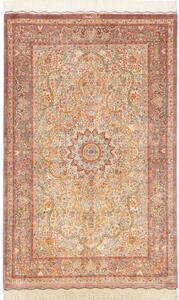 Tappeto Ghom Seta Medaglione Floreale Avorio Terracotta 79x123 Cm