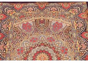 Tappeto Ghom Seta Medaglione Floreale Viola Beige 81x123 Cm