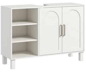 HOMCOM Mobile sottolavabo mobile da bagno con armadio a due livelli ripiani regolabili 90l x 30P x 63H cm crema