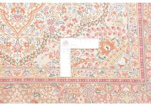 Tappeto Ghom Seta Medaglione Floreale Avorio Terracotta 79x123 Cm