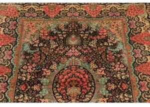 Tappeto Ghom Seta Medaglione Floreale Nero Rosso Corallo 80x120 Cm