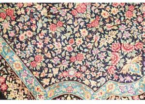 Tappeto Ghom Seta Medaglione Floreale Nero Rosso 78x120 Cm