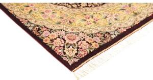 Tappeto Ghom Seta Medaglione Floreale Borgogna Beige 79x124 Cm