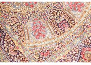 Tappeto Ghom Seta Medaglione Floreale Viola Beige 81x123 Cm
