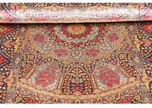 Tappeto Ghom Seta Medaglione Floreale Viola Beige 81x123 Cm
