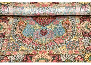 Tappeto Ghom Seta Medaglione Floreale Blu Scuro Celeste 78x117 Cm