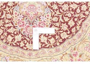 Tappeto Ghom Seta Medaglione Floreale Borgogna Beige 79x124 Cm