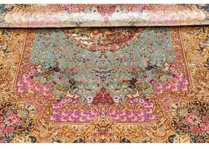 Tappeto Ghom Seta Figurativo Celeste Blu Petrolio 82x120 Cm