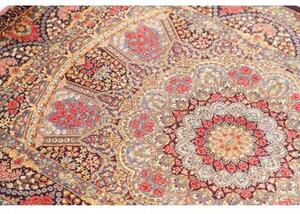 Tappeto Ghom Seta Medaglione Floreale Viola Beige 81x123 Cm