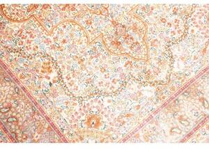 Tappeto Ghom Seta Medaglione Floreale Avorio Terracotta 79x123 Cm