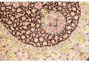 Tappeto Ghom Seta Medaglione Floreale Borgogna Beige 79x124 Cm
