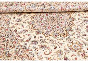 Tappeto Ghom Seta Medaglione Floreale Avorio Blu 99x150 Cm