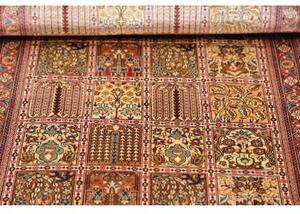 Tappeto Ghom Seta Geometrico Rosso Antico Beige Corsia 62x204 Cm