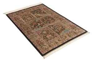 Tappeto Ghom Seta Patchwork Nero Multicolore 100x149 Cm