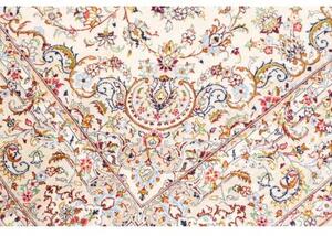 Tappeto Ghom Seta Medaglione Floreale Avorio Blu 99x150 Cm