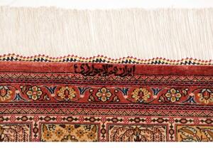 Tappeto Ghom Seta Geometrico Rosso Antico Beige Corsia 62x204 Cm