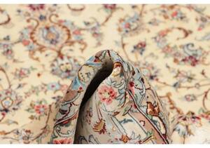 Tappeto Ghom Seta Medaglione Floreale Avorio Blu 100x153 Cm
