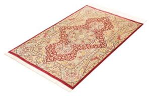 Tappeto Ghom Seta Medaglione Floreale Rosso Beige 74x118 Cm
