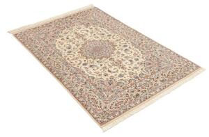 Tappeto Ghom Seta Medaglione Floreale Avorio Blu 100x153 Cm