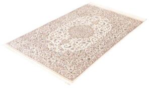 Tappeto Ghom Seta Medaglione Floreale Avorio Blu 99x150 Cm