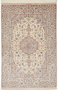 Tappeto Ghom Seta Medaglione Floreale Avorio Blu 100x153 Cm