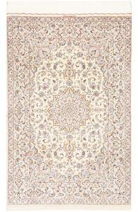 Tappeto Ghom Seta Medaglione Floreale Avorio Blu 99x150 Cm