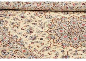 Tappeto Ghom Seta Medaglione Floreale Avorio Blu 100x153 Cm
