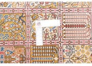 Tappeto Ghom Seta Geometrico Rosso Antico Beige Corsia 62x204 Cm