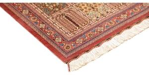 Tappeto Ghom Seta Geometrico Rosso Antico Beige Corsia 62x204 Cm