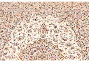 Tappeto Ghom Seta Medaglione Floreale Avorio Blu 99x150 Cm