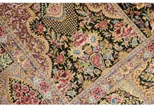 Tappeto Ghom Seta Patchwork Nero Multicolore 100x149 Cm