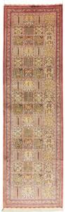 Tappeto Ghom Seta Geometrico Rosso Antico Beige Corsia 62x204 Cm