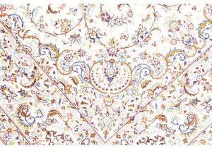 Tappeto Ghom Seta Medaglione Floreale Avorio Blu 99x150 Cm