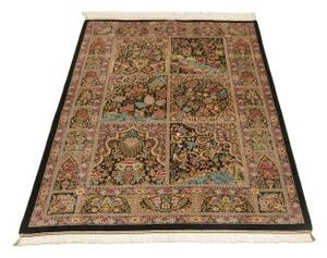 Tappeto Ghom Seta Patchwork Nero Multicolore 100x149 Cm