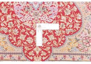 Tappeto Ghom Seta Medaglione Floreale Rosso Beige 74x118 Cm
