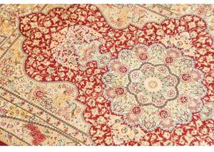 Tappeto Ghom Seta Medaglione Floreale Rosso Beige 74x118 Cm