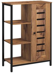 Kleankin Mobile da bagno su piede design industriale struttura in acciaio 3 ripiani aperti 60 x 30 x 85 cm marrone rustico