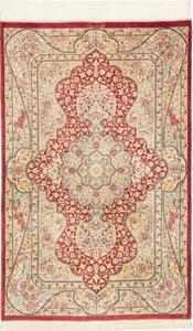 Tappeto Ghom Seta Medaglione Floreale Rosso Beige 74x118 Cm