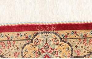 Tappeto Ghom Seta Medaglione Floreale Rosso Beige 74x118 Cm