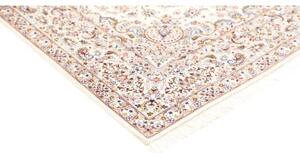 Tappeto Ghom Seta Medaglione Floreale Avorio Blu 99x150 Cm