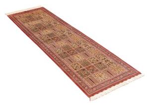 Tappeto Ghom Seta Geometrico Rosso Antico Beige Corsia 62x204 Cm