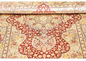 Tappeto Ghom Seta Medaglione Floreale Rosso Beige 74x118 Cm