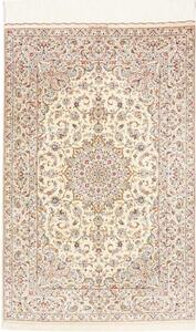 Tappeto Ghom Seta Medaglione Floreale Avorio Blu 99x150 Cm