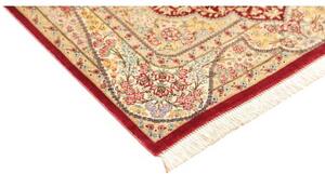Tappeto Ghom Seta Medaglione Floreale Rosso Beige 74x118 Cm