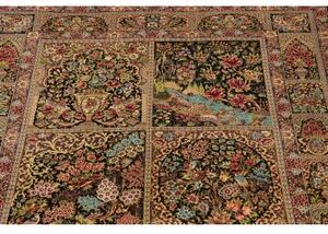 Tappeto Ghom Seta Patchwork Nero Multicolore 100x149 Cm