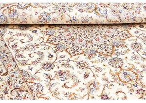 Tappeto Ghom Seta Medaglione Floreale Avorio Blu 99x150 Cm
